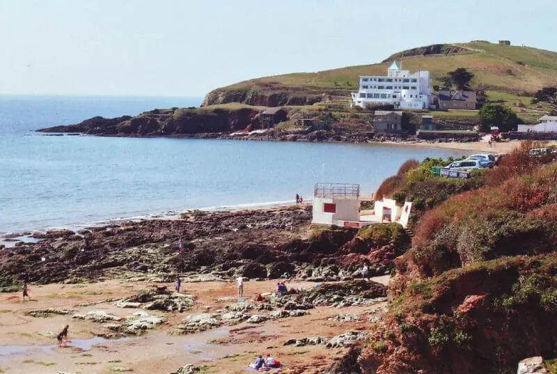 two buildings on the sea edge
