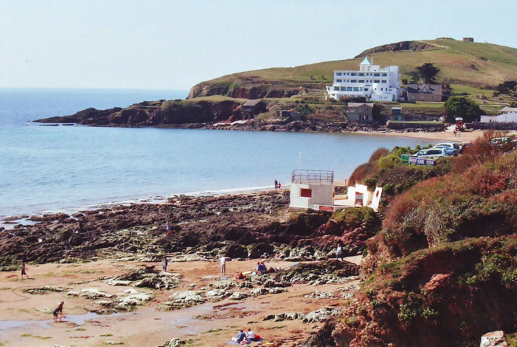 two buildings on the sea edge