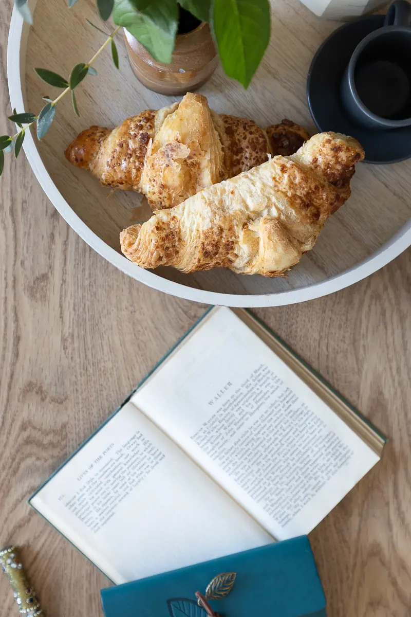 croissants and book
