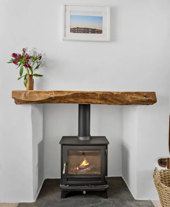 Cosy living room at Cobbles Cottage, a co-hosted holiday let in Clovelly, North Devon
