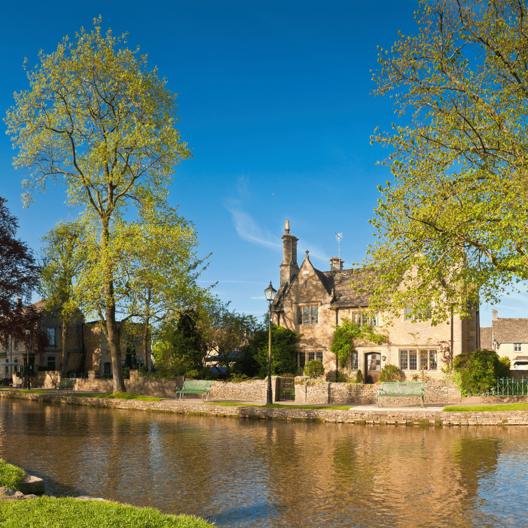 Cotswold house on the river in Bourton on the Water