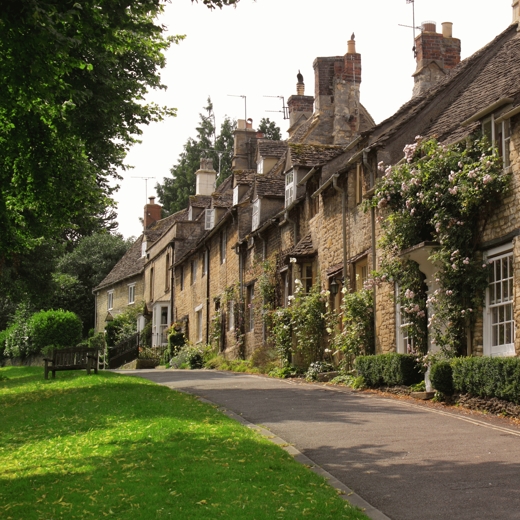 Row of Cotswold houses in Burford
