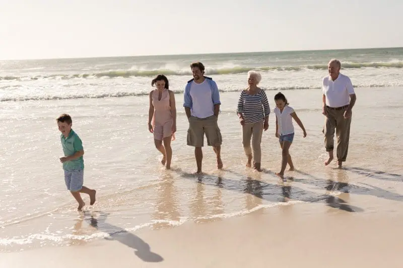 family on beach