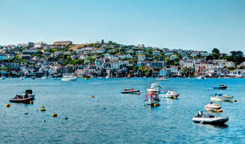 Boats on Fowey Rive Cornwall in colourful HDR
