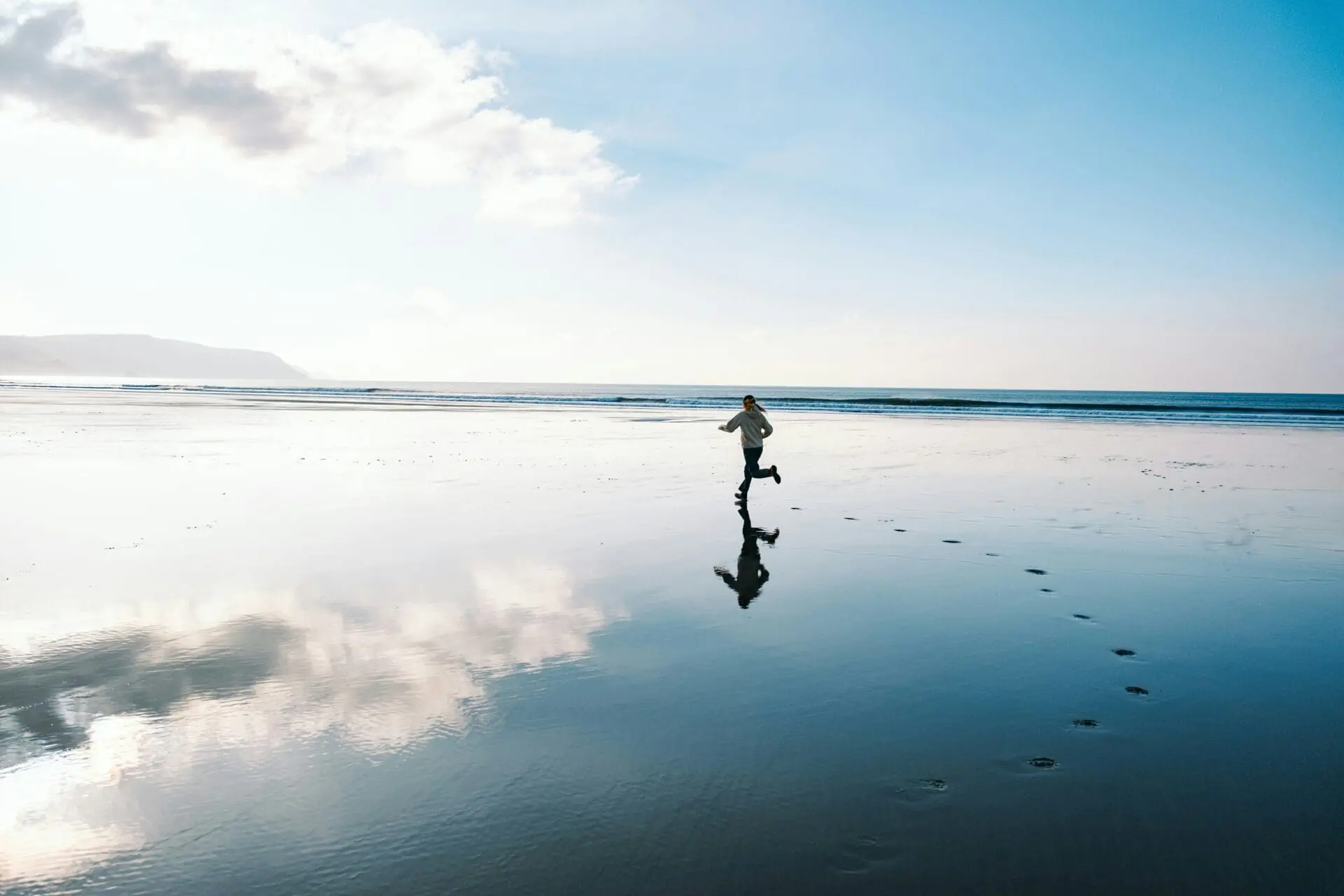 Running on Cornwall beach