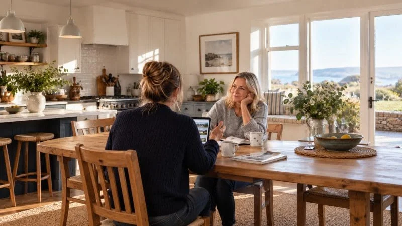 A HolidayHost Host working through an Owner's holiday let listing on a laptop at the property.